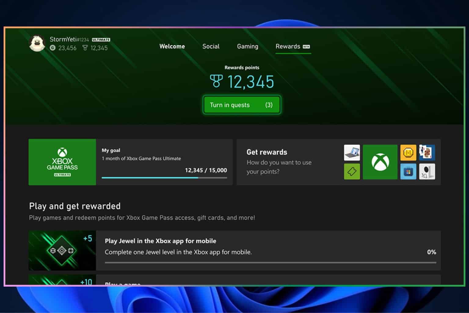 Microsoft Rewards quests Xbox