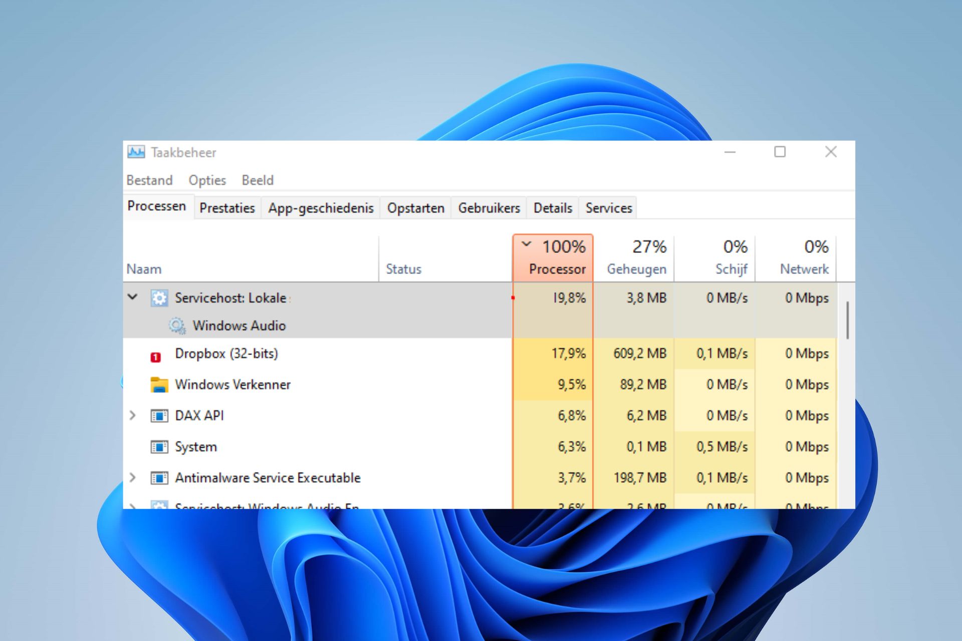 svchost.exe high cpu usage