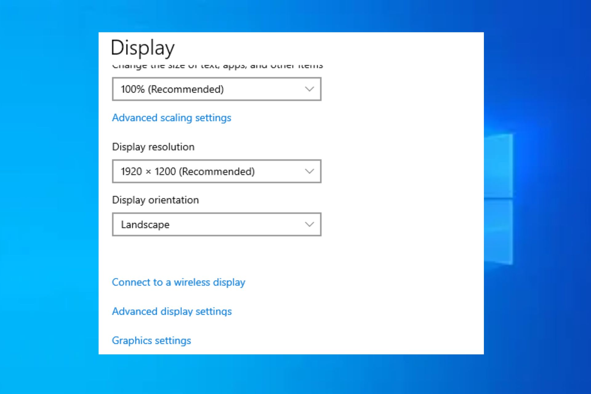 windows 10 no advanced display settings