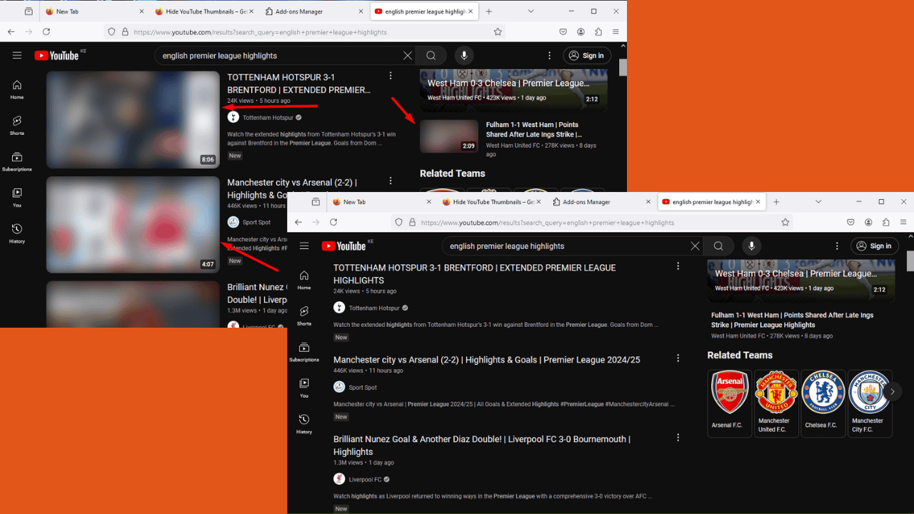 Hide YouTube Thumbnails Firefox